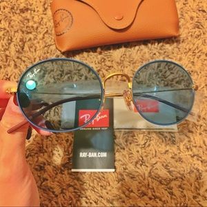 Ray Ban Beat Oval Blue/Gold-Tone Sunglasses